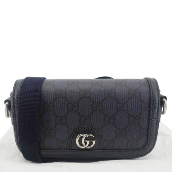 Gucci Ophidia Super Mini GG Supreme Canvas Shoulder Bag Navy Blue 795466 - Picture 3 of 14